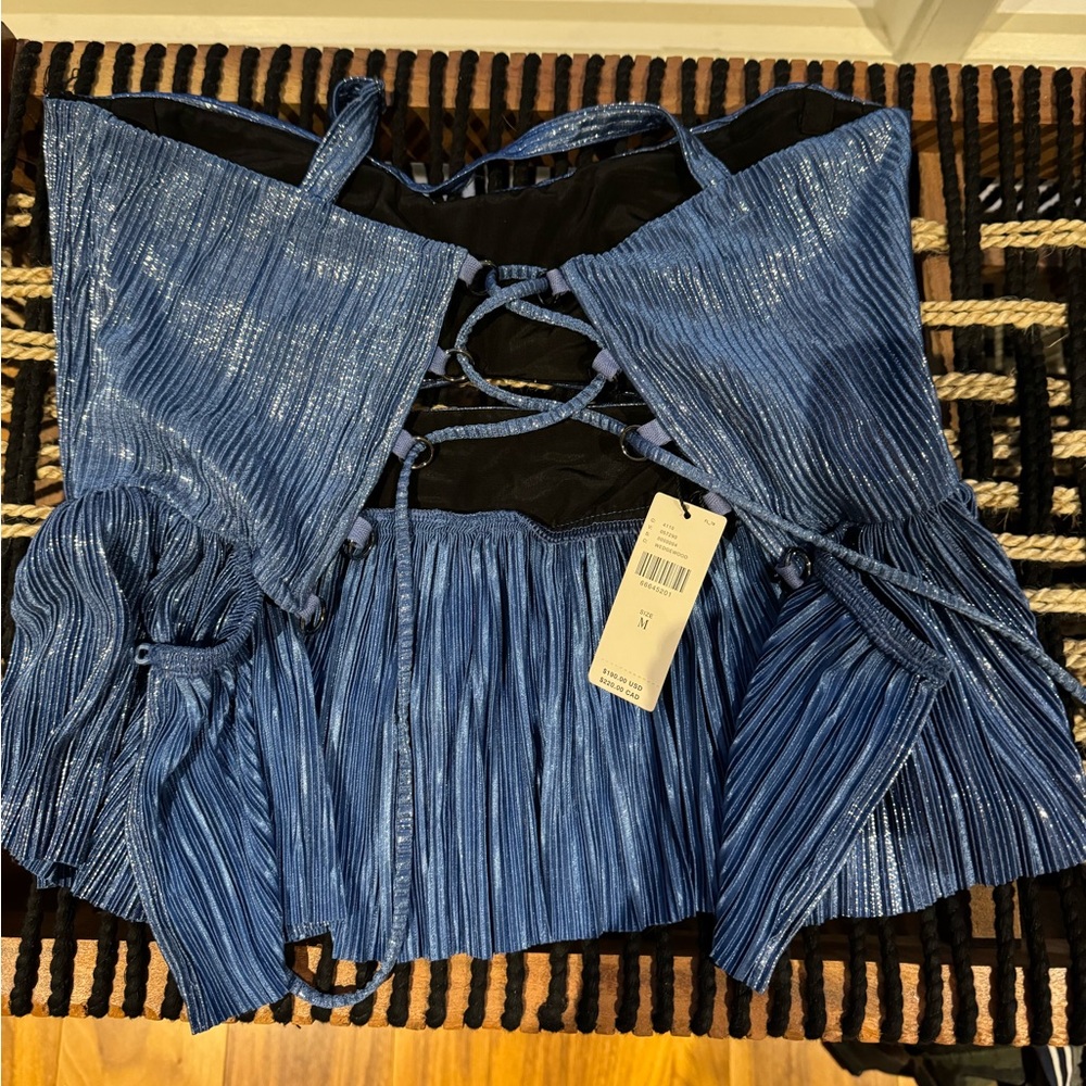 Sabina Musayev Blue Pleated Camisole Top - Picture 4 of 12